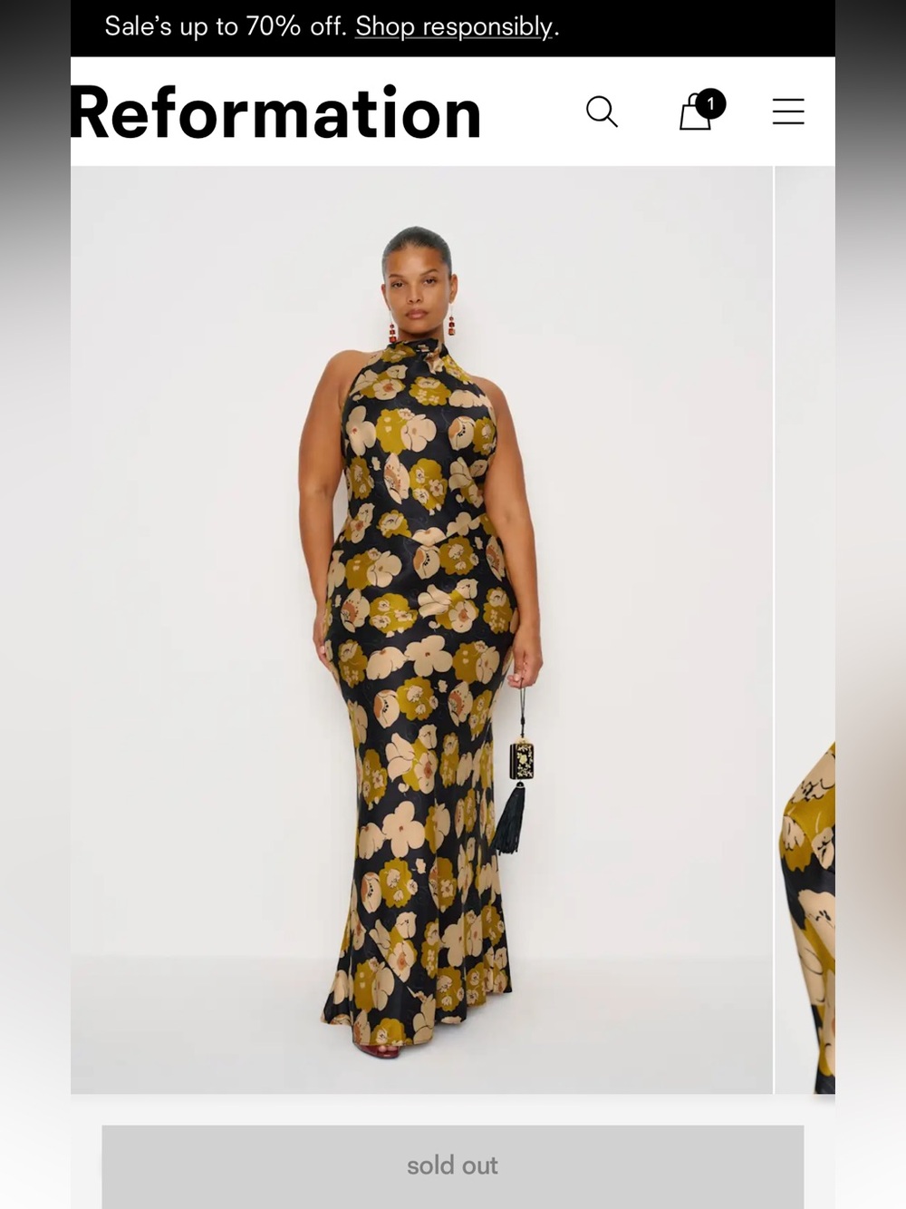 Reformation Bianca Silk Dress Es Black - Size 14